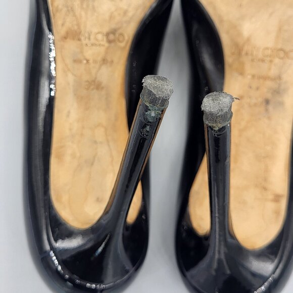 Jimmy Choo Black Patent Leather Pointed Toe Pumps - Picture 11 of 16